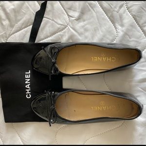 Chanel Black Patent Ballerinas